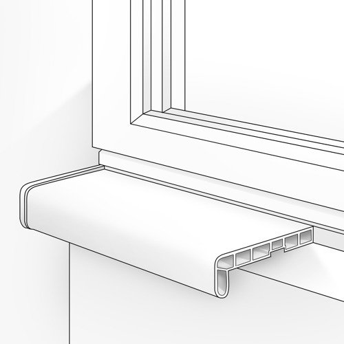 Fensterbank Fensterbrett für den Innenbereich PVC Tiefe 25cm NUSS