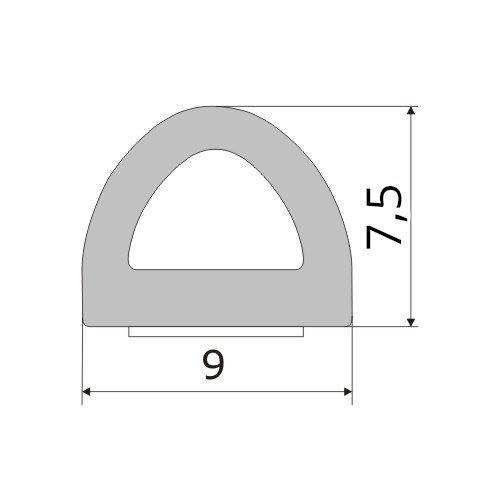 FENSTERDICHTUNG D-Profil 9mm braun / weiß 9x7,5mm Gummidichtung  selbstklebend 