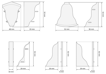 2,5m Fussleiste Fußleiste Leiste Sockelleiste Laminatleiste Bodenleiste 52mm ULME KANADISCH + Montagematerial GRATIS