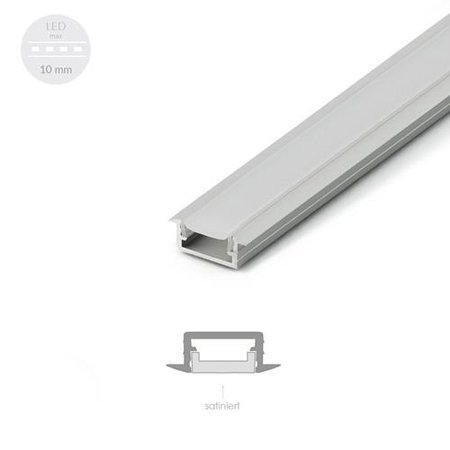 Alu Profil für LED MODELL D Satiniert Streifen Lichtleiste Aluminium 2m