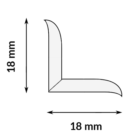 Weichsockelleiste Selbstklebend Knickwinkel Weich Sockel Gummi PVC 18 x 18mm GRAPHIT