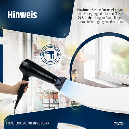 Fensterleiste mit Gummilippe 60mm Selbstklebend Abdeckleiste Kunststoffleiste Flachleiste