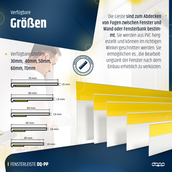 Fensterleiste 40mm x 1,5mm Weiß selbstklebend Flachleiste Abdeckleiste Kunststoffleiste