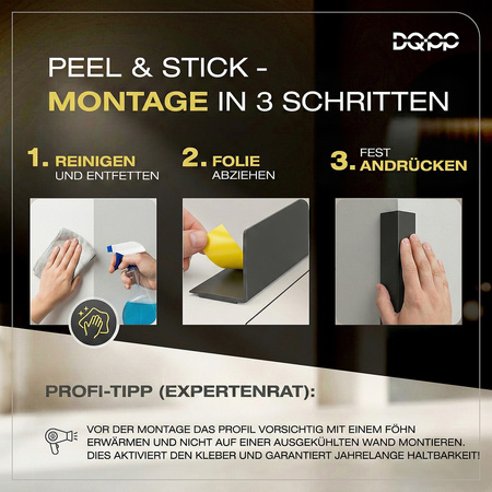 Selbstklebender PVC-Winkel für Außenecken 40×40mm SCHWARZ 2m