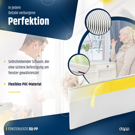 Fensterleiste 40mm x 1,5mm Weiß selbstklebend Flachleiste Abdeckleiste Kunststoffleiste