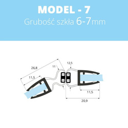 1 PAAR Duschdichtung Magnetdichtung 6-8mm MODEL 7
