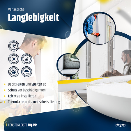 Fensterleiste 40mm x 1,5mm Weiß selbstklebend Flachleiste Abdeckleiste Kunststoffleiste
