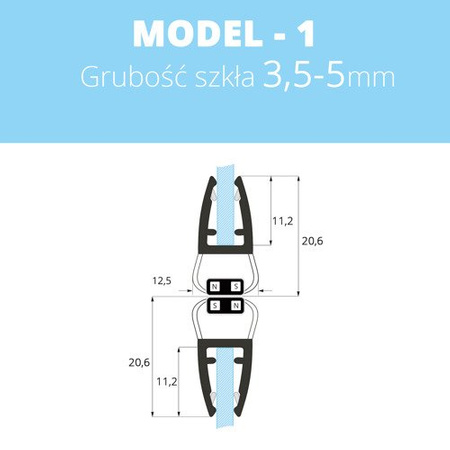 1 PAAR Duschdichtung Magnetdichtung 3,5-5mm MODEL 1