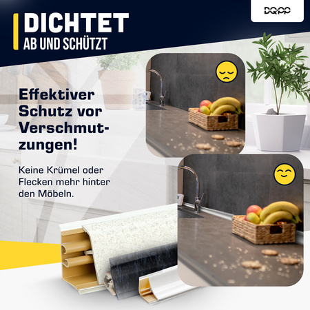 1,5m 2m+1m Abschlussleiste Winkelleiste Wandabschlussleiste PVC 37mm ALUMINIUM mit Montage Schrauben GRATIS