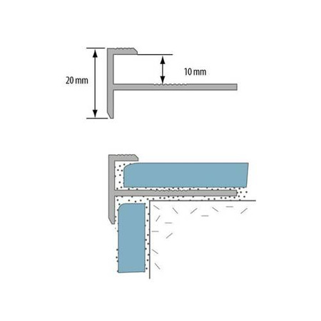 Treppenkantenprofil Aluminium Treppenkante Winkelprofil Treppenprofil für Glasur SILBER 1m