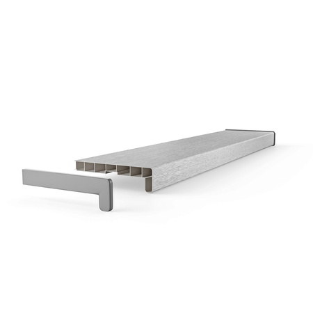 Fensterbank Fensterbrett für den Innenbereich PVC Tiefe 25cm SILBER + Endkappen GRATIS!