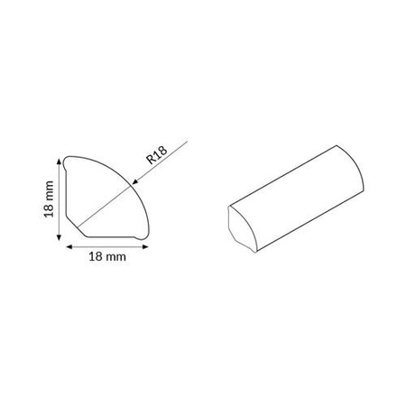 Viertelstab Winkelprofil Winkel PVC 18x18mm 2.5m WEIDENBAUM