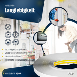 Fensterleiste mit Gummilippe 60mm Selbstklebend Abdeckleiste Kunststoffleiste Flachleiste