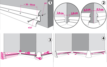 2,5m Fussleiste 55mm EICHE SCHLESISCH + Montagematerial GRATIS!