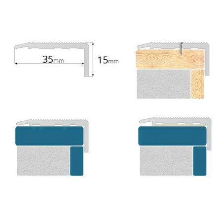 Treppenkantenprofil Treppenkanten Treppenprofil Winkel Schiene L-Form 35x15mm SAHARA