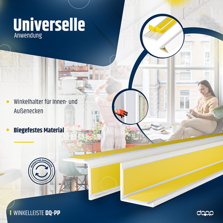 Knickwinkel 25x25mm Fensterleiste Winkel Winkelleiste Selbstklebend Abdeckleiste Kunststoffleiste