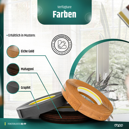 Fensterleiste 60mm x 1,5mm  ANTHRAZIT selbstklebend Flachleiste Abdeckleiste Kunststoffleiste