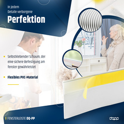 Fensterleiste 40mm x 1,5mm Weiß selbstklebend Flachleiste Abdeckleiste Kunststoffleiste