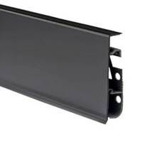 2,5m Fussleiste PVC 75mm Schwarz Matt + Montagematerial Gratis