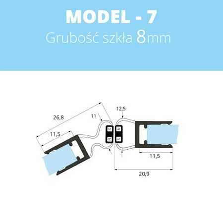 1 PAAR Duschdichtung Magnetdichtung 6-8mm MODEL 7