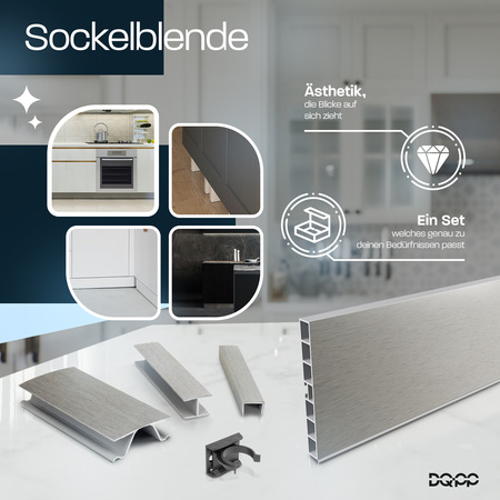 1,5m Sockelblende Küche Einbauküche Küchensockel Modern Sockel 150mm PCV SCHWARZ GLÄNZEND