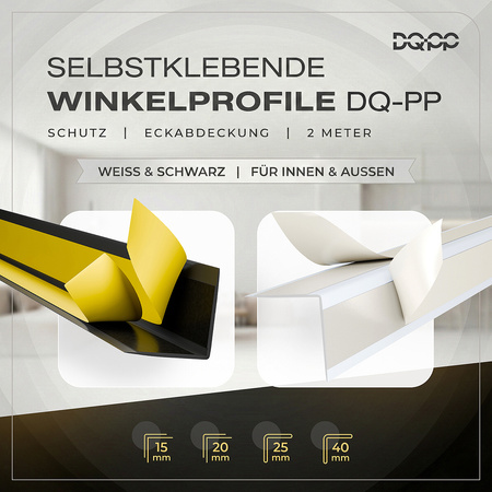 Selbstklebender PVC-Winkel für Außenecken 15×15mm Weiß 2m