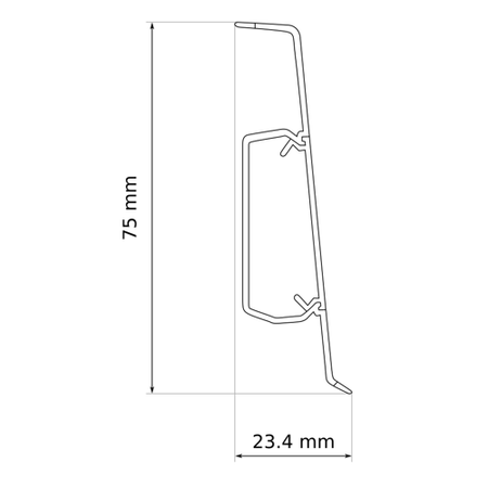 2,5m Fussleiste 75mm EICHE AVERO + Montagematerial GRATIS