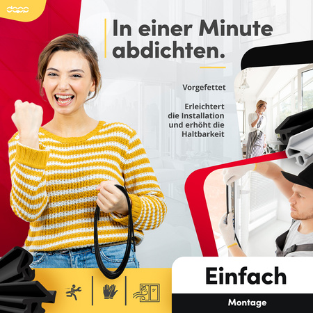 Fensterdichtung S-1628 Schwarz Decco PVC Kunststofffenster Dichtung