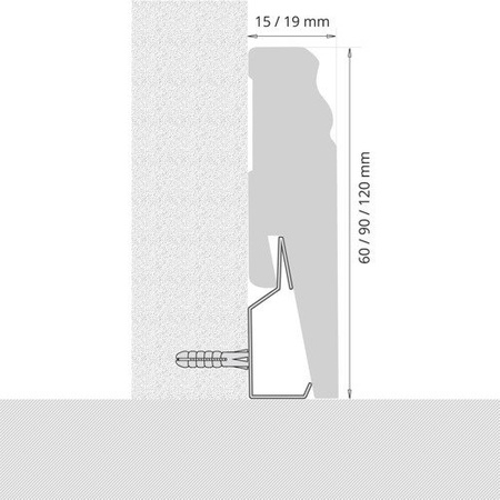 2,5m Sockelleiste Bodenleiste Leiste MDF 120x15mm WEISS