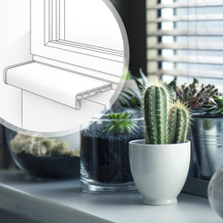Fensterbank Fensterbrett für den Innenbereich PVC Tiefe 35cm SILBER + Endkappen GRATIS!