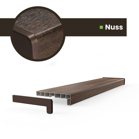 Fensterbank Fensterbrett für den Innenbereich PVC Tiefe 20cm NUSS + Endkappen GRATIS!