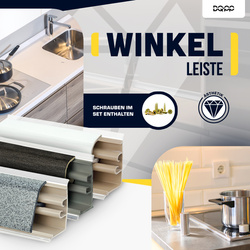 1,5m 2m+1m Abschlussleiste Winkelleiste Wandabschlussleiste PVC 37mm ALUMINIUM mit Montage Schrauben GRATIS