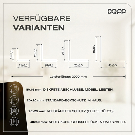 Selbstklebender PVC-Winkel für Außenecken 25×25mm Weiß 2m