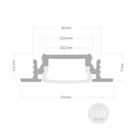 Alu Profil für LED EINBAU FLACH Milchglas Streifen Lichtleiste Aluminium 1m - 2m