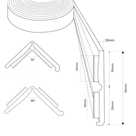 Knickwinkel 25x25mm Fensterleiste Winkel Winkelleiste Selbstklebend Abdeckleiste Kunststoffleiste