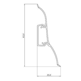 2,5m Fussleiste 62mm EICHE HERITAGE + Montagematerial GRATIS