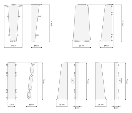 2,5m Fussleiste 75mm GRAU + Montagematerial GRATIS