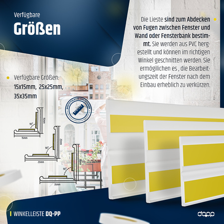 Knickwinkel 25x25mm Fensterleiste Winkel Winkelleiste Selbstklebend Abdeckleiste Kunststoffleiste