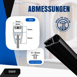 Magnetdichtung Dichtung Schwarz Duschtürdichtung 6mm 8mm