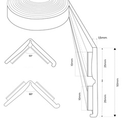 Knickwinkel 25x25mm Fensterleiste Winkel Winkelleiste Selbstklebend Abdeckleiste Kunststoffleiste