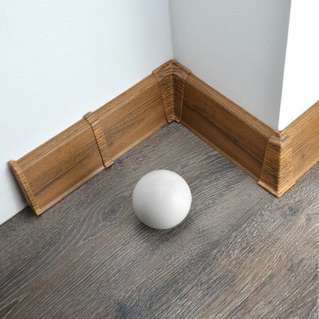 2,5m Fussleiste PVC 70mm Nuss Blues + Montagematerial Gratis