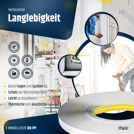 Fensterleiste mit Gummilippe 60mm Selbstklebend Abdeckleiste Kunststoffleiste Flachleiste