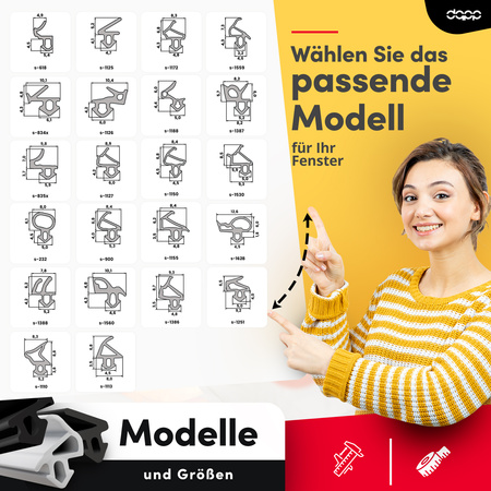 Fensterdichtung S-1113 Schwarz Plastmo PVC Kunststofffenster Dichtung