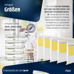 Fensterleiste mit Gummilippe 60mm Selbstklebend Abdeckleiste Kunststoffleiste Flachleiste