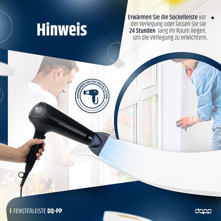 Fensterleiste 40mm x 1,5mm Weiß selbstklebend Flachleiste Abdeckleiste Kunststoffleiste