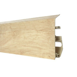 2,5m Fussleiste PVC 70mm Eiche Pastel + Montagematerial Gratis