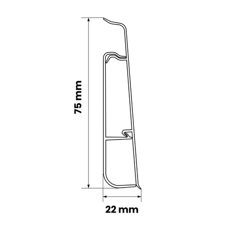 5cm Muster Fussleiste 75mm SCHWARZ MATT