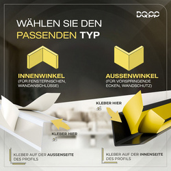 Selbstklebender PVC-Winkel für Außenecken 15×15mm Weiß 2m