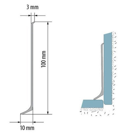 2,5m Fussleiste aus Aluminium 100mm CAFFEE