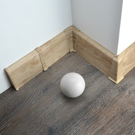 2,5m Fussleiste PVC 70mm Eiche Pastel + Montagematerial Gratis